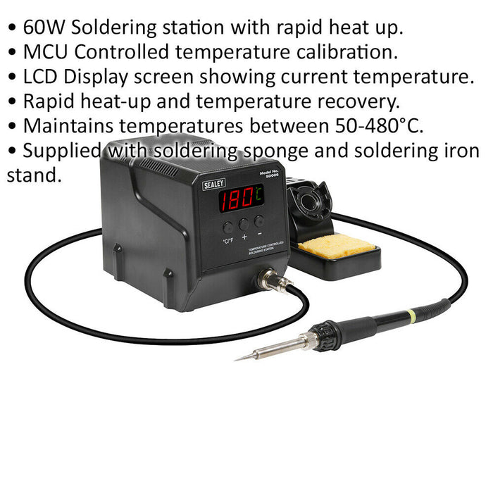 60W Electric Soldering Station / Solder Iron - 50 to 480°C Temperature Control Loops