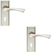2x PAIR Angular Lever on Lock Backplate Door Handle 150 x 50mm Satin Nickel Loops