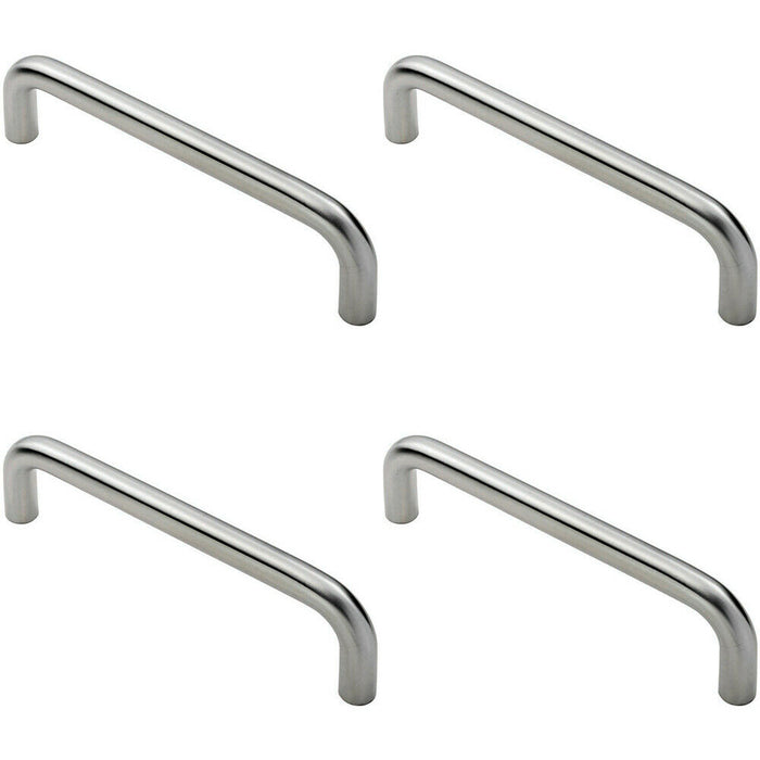 4x Round D Bar Pull Handle 244 19mm 225mm Fixing Centres Satin Steel Loops