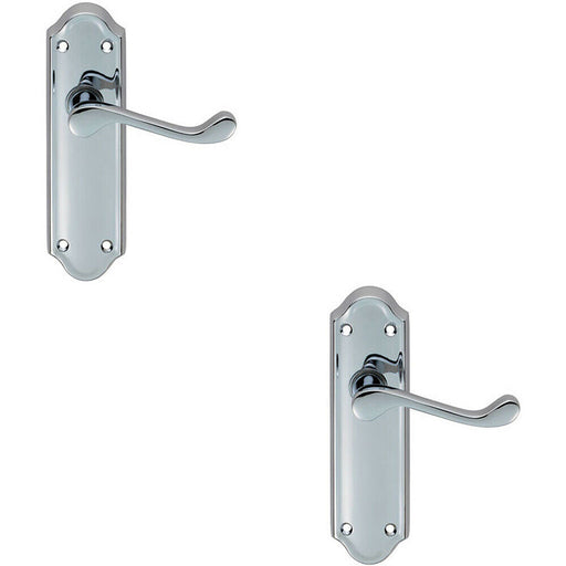 2x PAIR Victorian Upturned Handle on Latch Backplate 168 x 47mm Polished Chrome Loops