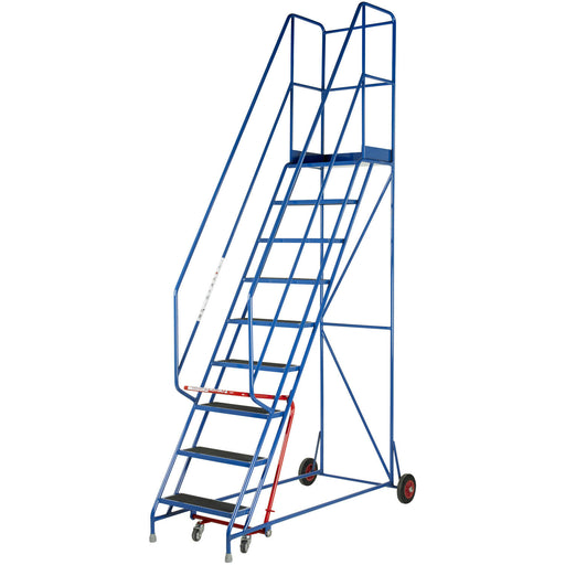 9 Tread Mobile Warehouse Stairs Anti Slip Steps 3.25m Portable Safety Ladder Loops