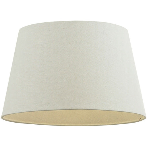 14" Inch Round Tapered Drum Lamp Shade Ivory Linen Fabric Cover Simple Elegant Loops