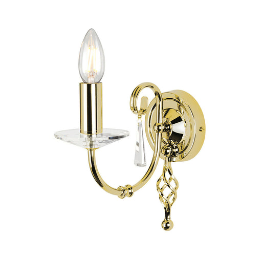 Wall Light Cut Glass Droplets Swirl Finial Polished Brass LED E14 60W Loops
