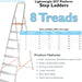 1.7m Lightweight Aluminium Platform Step Ladders 8 Tread Anti Slip DIY Steps Loops