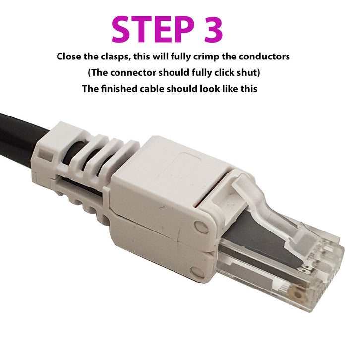 2x RJ45 CAT6a Tool-less Connectors & Boot - UTP Ethernet Plugs - NO CRIMP TOOL Loops