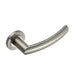 PAIR Curved Round Bar Handle on Round Rose Concealed Fix Satin Steel Loops