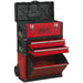 495 x 280 x 720mm Portable Tool Chest / Toolbox - Multi Compartment Wheeled Unit Loops