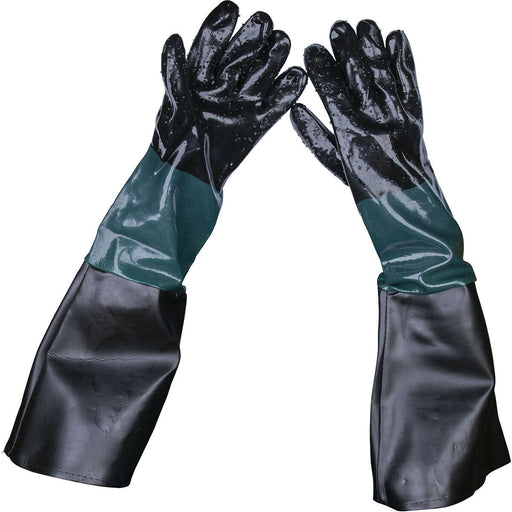 PAIR 585mm Cuffed Shot Blasting Gauntlets - Hand Wrist & Forearm Protection Loops