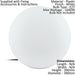 4 PACK IP65 Outdoor Garden Ball Light White Plastic 1x 40W E27 390mm Globe Loops