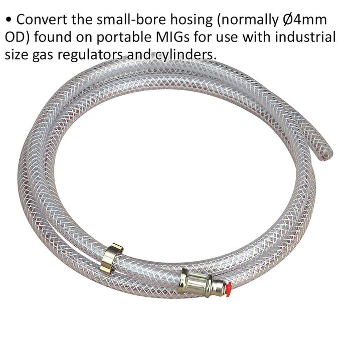 1.5m MIG Gas Hose Adaptor - Industrial Size Hose Conversion - Heavy Duty Hose Loops