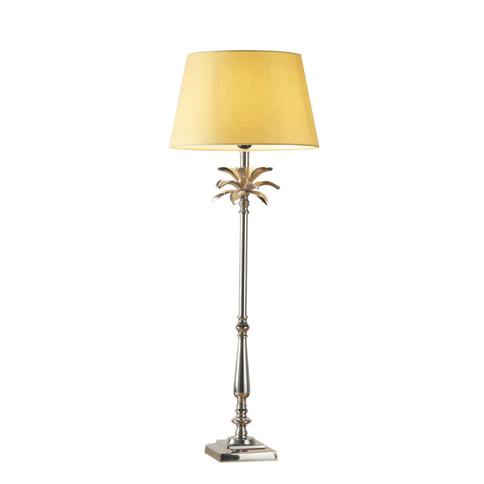 Table Lamp Polished Nickel Plate & Yellow Cotton 60W E27 GLS Base & Shade Loops
