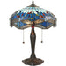 Tiffany Glass Table Lamp Light Dark Bronze Base & Blue Dragonfly Shade i00192 Loops