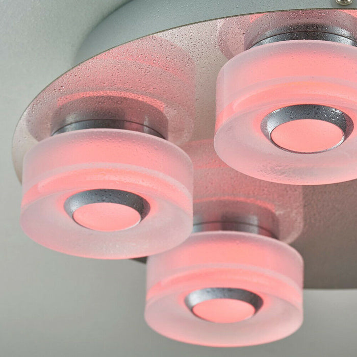 Flush Bathroom Ceiling Light RGB Colour Changing 5x LED Lamp IP44 Chrome Remote Loops
