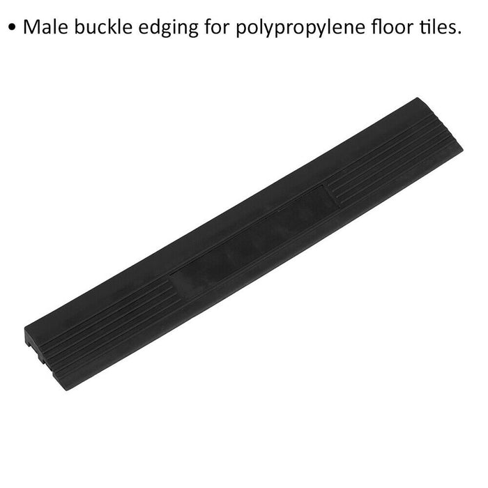 6 PACK Heavy Duty Floor Tile Edge - PP Plastic - 400 x 60mm - Male - Black Loops