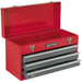 510 x 225 x 300mm Portable 2 Drawer Tool Chest - RED - Compact Storage Case Box Loops