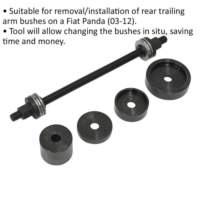 Rear Trailing Arm Bush Removal & Install Tool - 4x Cups - For FIAT Panda 03-12 Loops
