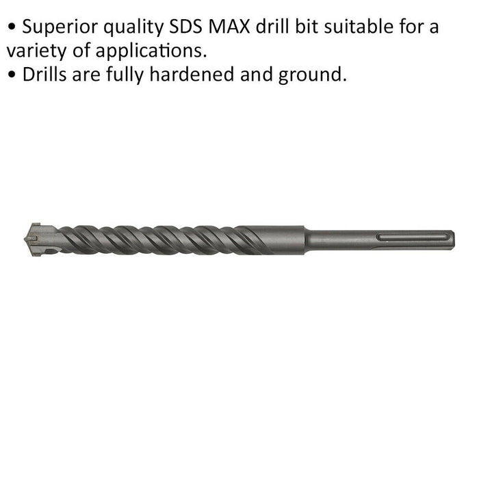 30 x 370mm SDS Max Drill Bit - Fully Hardened & Ground - Masonry Drilling Loops