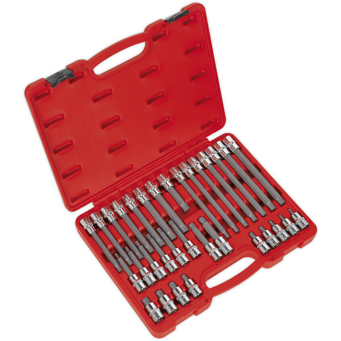 32pc RIBE Star Short & Long Socket Bit Set - 1/2" Square Drive Mechanic Vehicle Loops