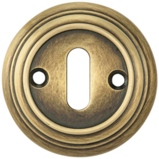 55mm Lock Profile Round Escutcheon Reeded Design Antique Bronze Keyhole Cover Loops