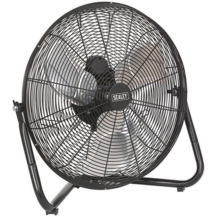 18" Industrial High Velocity Floor Fan - 3 Speed Settings - Tilting Stand - 230V Loops