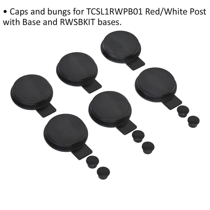 12 Piece Cap & Bung Set - Suitable for ys06840 Red & White Post with Base Loops