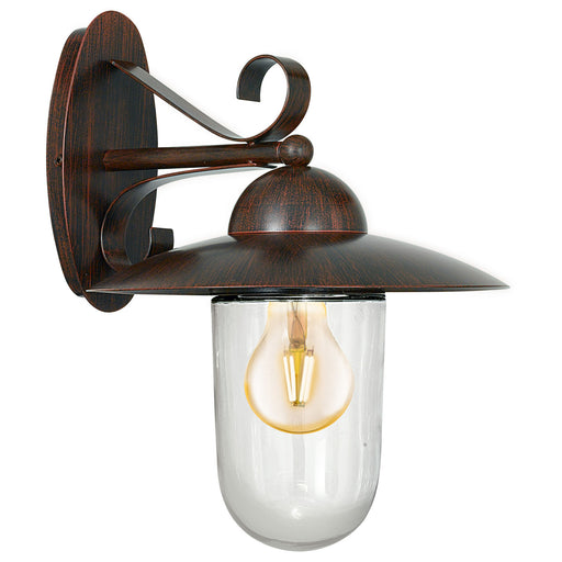 IP44 Outdoor Wall Light Antique Brown Steel Fisherman Lamp 1 x 60W E27 Bulb Loops