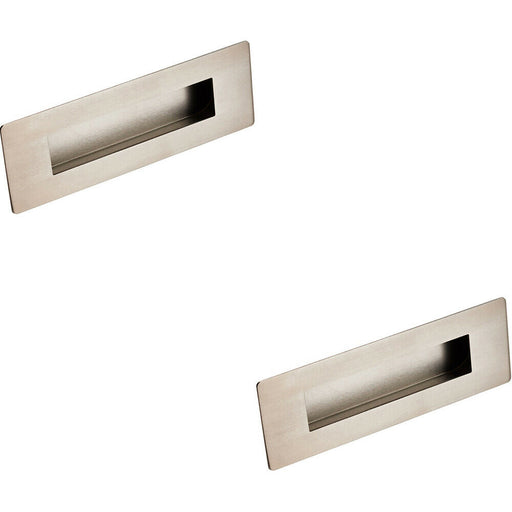 2x Recessed Sliding Door Flush Pull Handle 180 x 60mm Satin Stainless Steel Loops