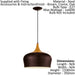 Pendant Ceiling Light Brown with Cream Inner Coloured Steel Bulb E27 1x60W Loops