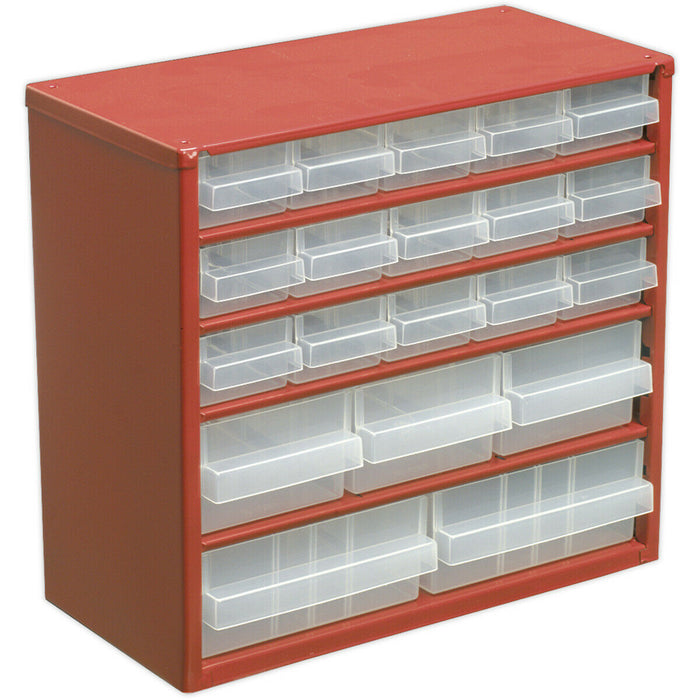 310 x 147 x 285mm 20 Drawer Parts Cabinet - RED - Wall Mounted / Standing Box Loops