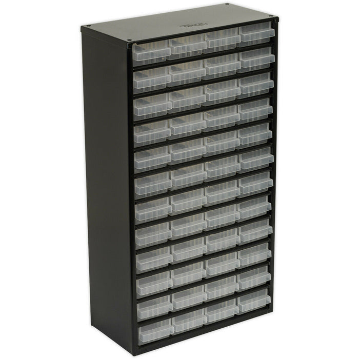 305 x 155 x 555mm 48 Drawer Parts Cabinet - BLACK - Wall Mounted / Standing Box Loops