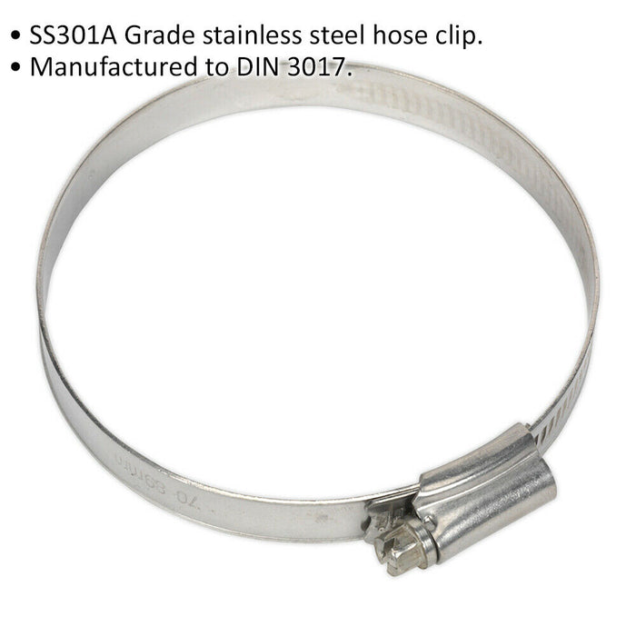 5 PACK Stainless Steel Hose Clip - 70 to 89mm Diameter - Hose Pipe Clip Fixing Loops