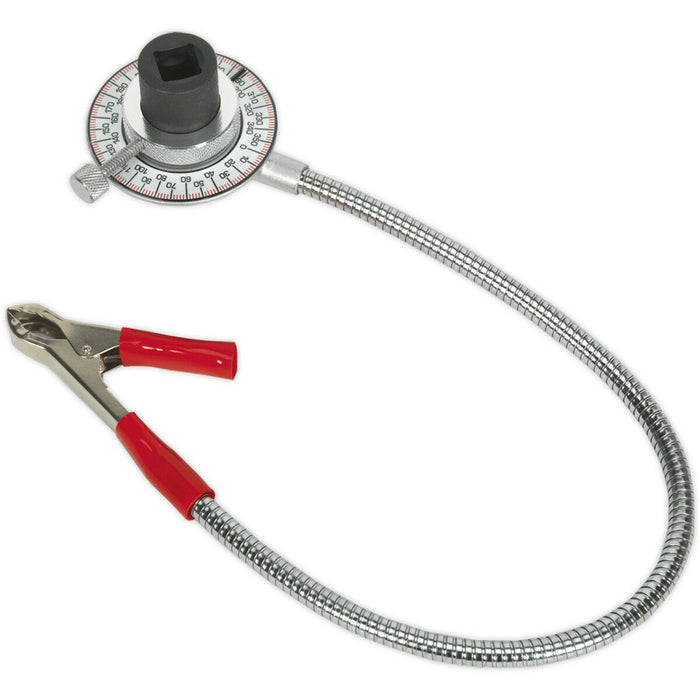 Clip-On Angular Torque Gauge - 1/2" Sq Drive - Long Reach Flexi Arm - Steel Dial Loops