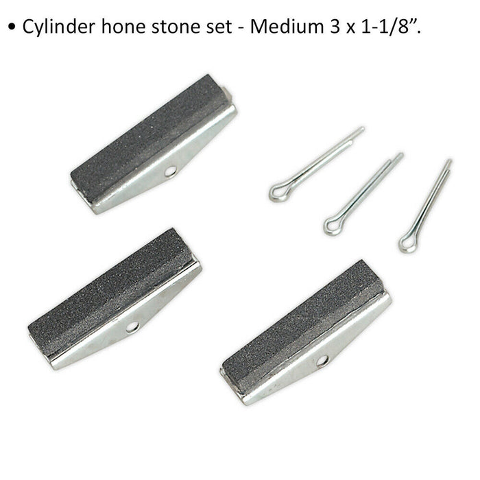 3 PACK Cylinder Hone Stone Set - 1-1/8" Medium Grade for ys10640 & ys10643 Loops