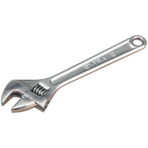 200mm Adjustable Wrench - Chrome Plated Steel - 24mm Offset Jaws - Spanner Loops