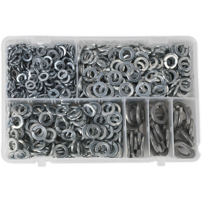 1010 Piece Spring Washer Assortment - M6 to M16 - Partitioned Storage Box Loops