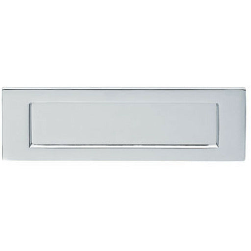 Inward Opening Letterbox Plate 220mm Fixing Centres 255 x 80mm Polished Chrome Loops