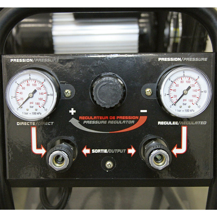 150 Litre Belt Drive Air Compressor - Front Control Panel - 3hp Electric Motor Loops