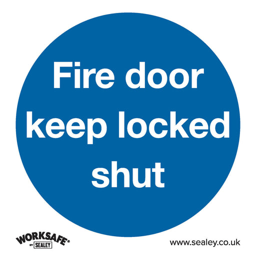 1x FIRE DOOR KEEP LOCKED Health & Safety Sign - Rigid Plastic 80 x 80mm Warning Loops