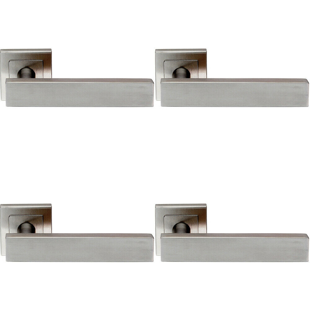 Red Square Handle 4x PAIR Square Cut Straight Bar Handle on Square Rose Concealed Fix Sa ...