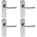 4x Curved Bar Lever Door Handle on Latch Backplate 172 x 44mm Polished Steel Loops