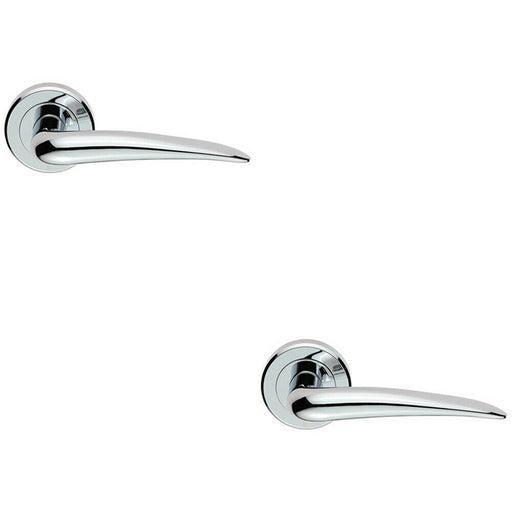 2x PAIR Straight Tapered Handle on Round Rose Concealed Fix Polished Chrome Loops