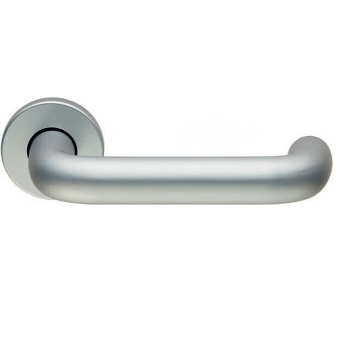 2x PAIR 22mm Round Bar Safety Lever on Round Rose Concealed Fix Satin Aluminium Loops
