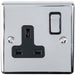 UK Plug Socket Pack -1x Twin & 2x Single Gang- CHROME / Black 13A Switched Loops