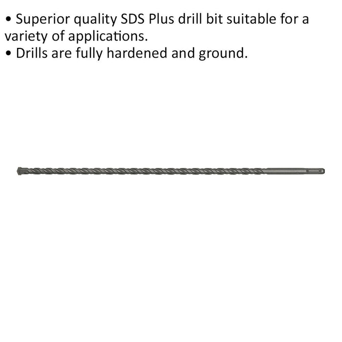 12 x 450mm SDS Plus Drill Bit - Fully Hardened & Ground - Smooth Drilling Loops