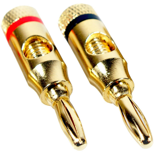 2x Premium 4mm Banana Plugs 24k Gold Plated Speaker Cable Amp HiFi Connectors Loops
