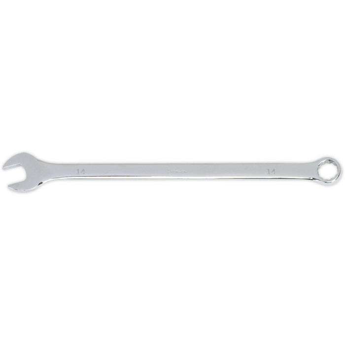 14mm x 261mm Extra Long Combination Spanner -  Chrome Vanadium Steel Nut Wrench Loops