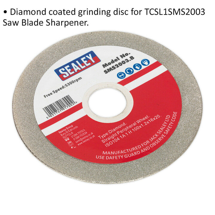 100mm Diamond Coated Grinding Disc for ys08971 Bench Mounted Saw Blade Sharpener Loops