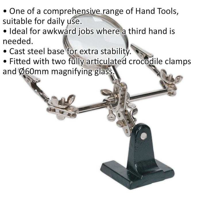 Mini Robot Soldering Stand with 60mm Magnifier -Helping Hands Hobby Clips Holder Loops