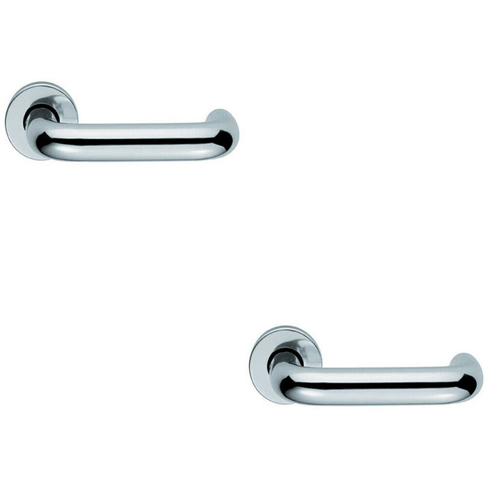 2x PAIR 22mm Round Bar Safety Lever Concealed Fix Round Rose Polished Aluminium Loops