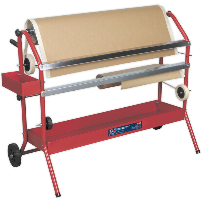 Masking Paper Dispenser Trolley - Holds 2 x 900mm Rolls - Two Storage Trays Loops